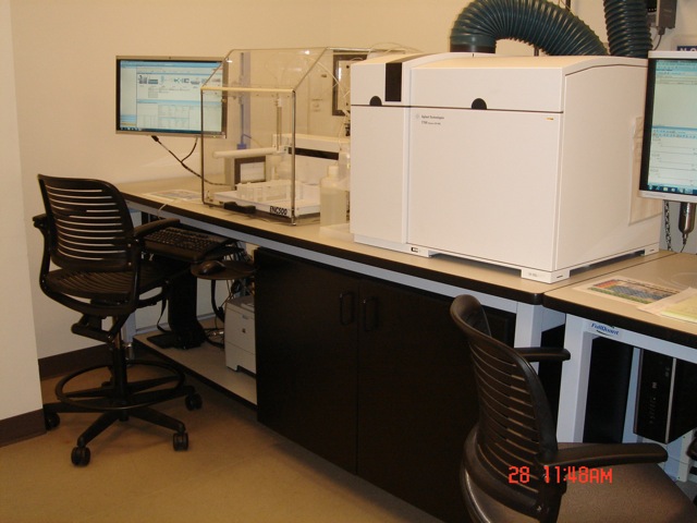 LabStation 84s with pump cabinets and an Agilent 7700 Series